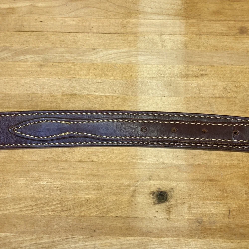 Mulholland Brothers leather belt brass accents size 48